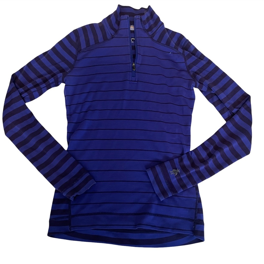Smartwool Baselayer Purple Striped long sleeve merino hiking Tee